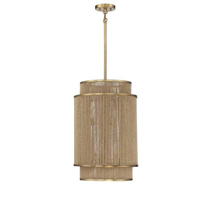 Savoy House Ashburn 3-1773-6-320 Pendant Light - Warm Brass and Rope
