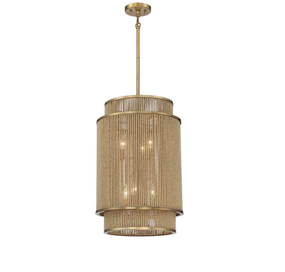Savoy House Ashburn 3-1773-6-320 Pendant Light - Warm Brass and Rope