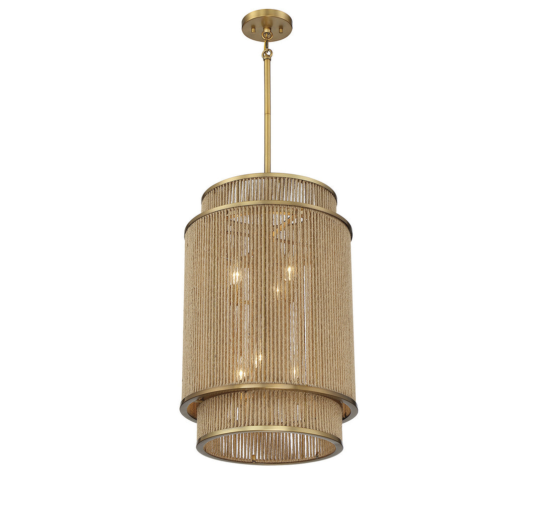 Savoy House Ashburn 3-1773-6-320 Pendant Light - Warm Brass and Rope