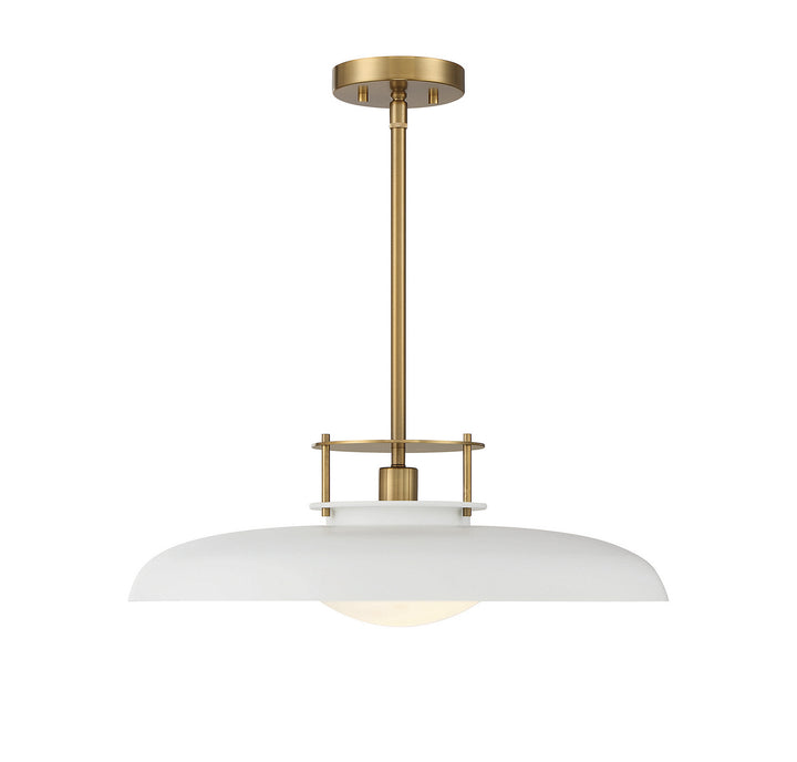 Savoy House Gavin 7-1690-1-142 Pendant Light - White with Warm Brass Accents