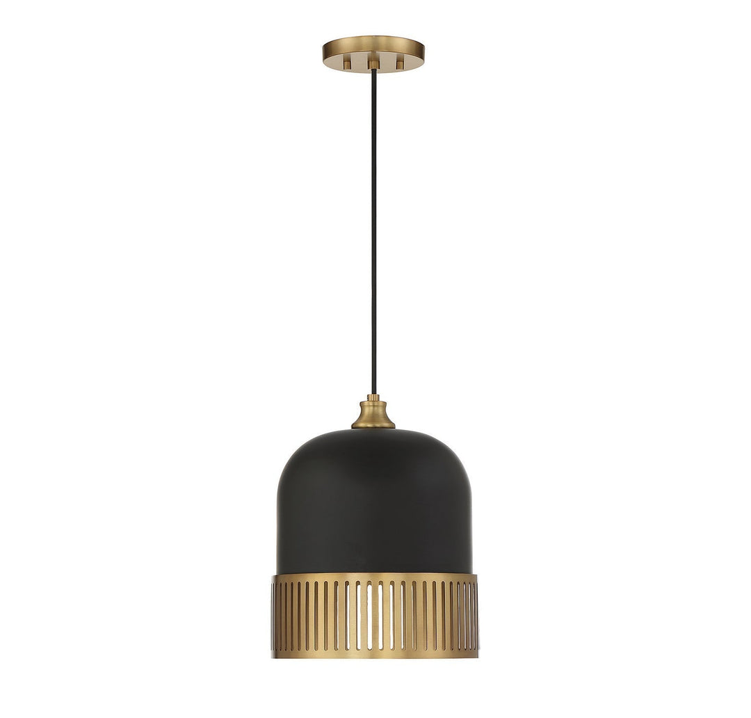 Savoy House Eclipse 7-1810-1-143 Pendant Light - Matte Black with Warm Brass Accents