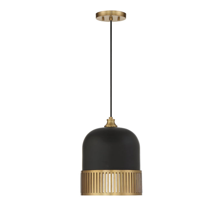 Savoy House Eclipse 7-1810-1-143 Pendant Light - Matte Black with Warm Brass Accents