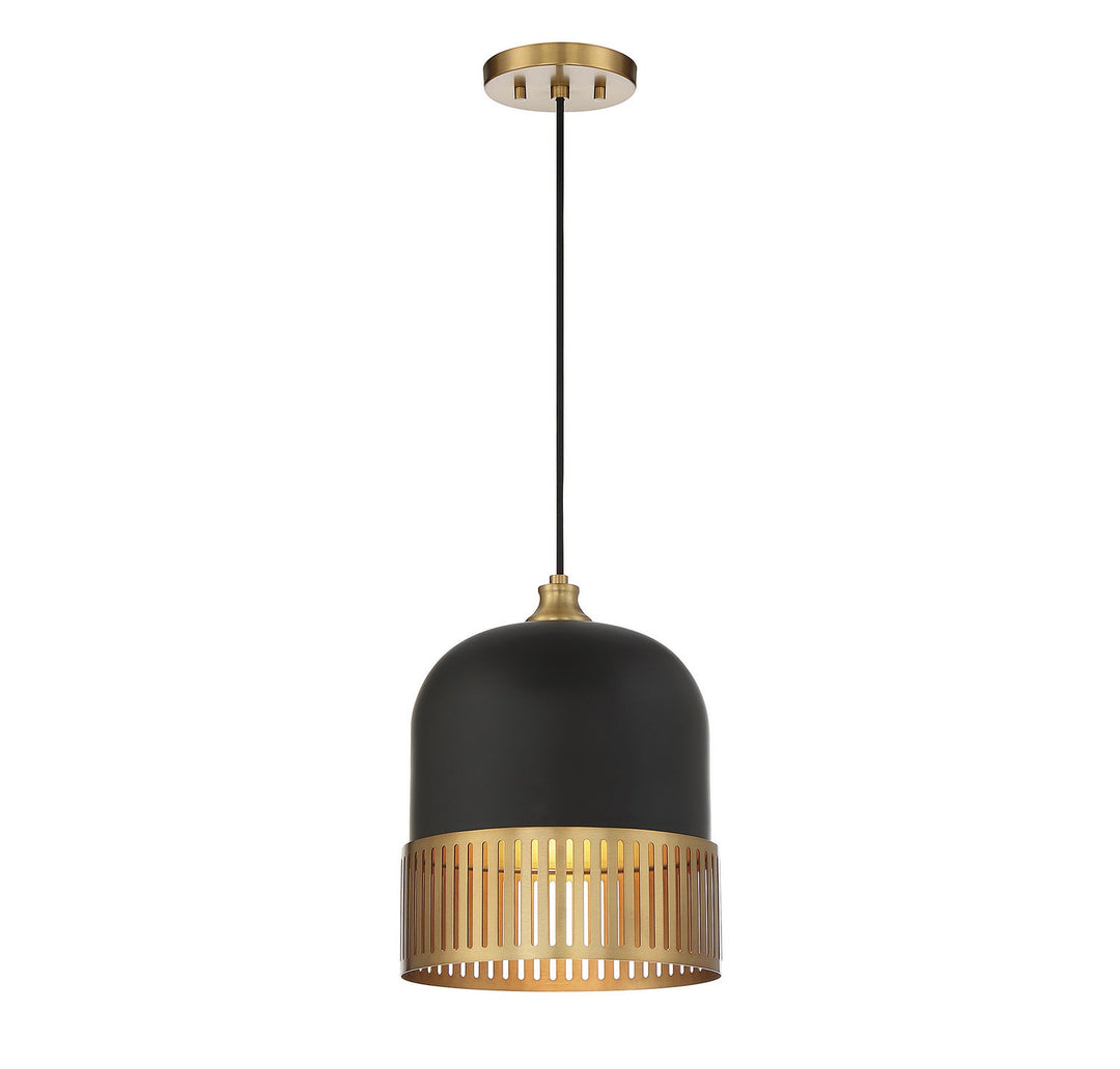 Savoy House Eclipse 7-1810-1-143 Pendant Light - Matte Black with Warm Brass Accents
