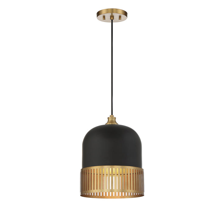 Savoy House Eclipse 7-1810-1-143 Pendant Light - Matte Black with Warm Brass Accents