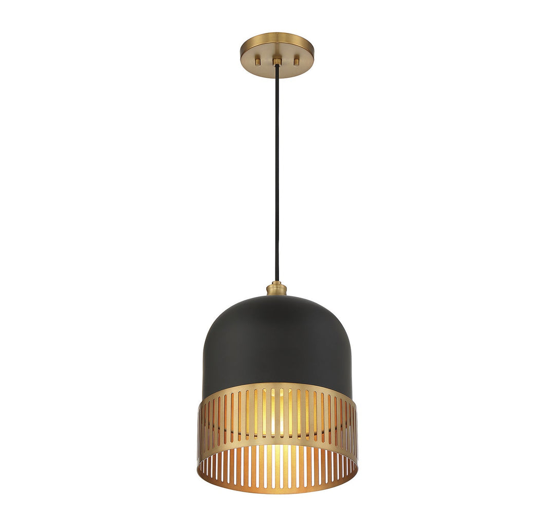 Savoy House Eclipse 7-1810-1-143 Pendant Light - Matte Black with Warm Brass Accents