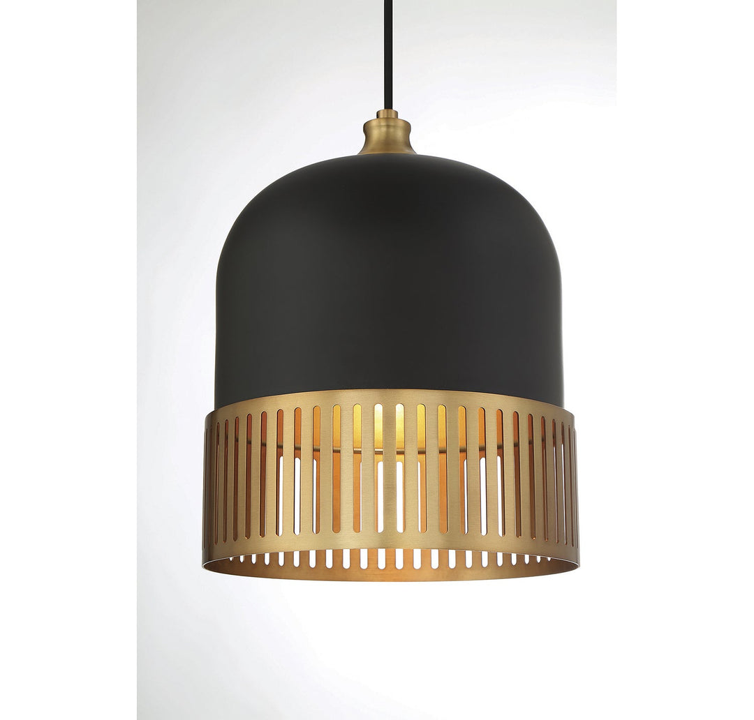 Savoy House Eclipse 7-1810-1-143 Pendant Light - Matte Black with Warm Brass Accents