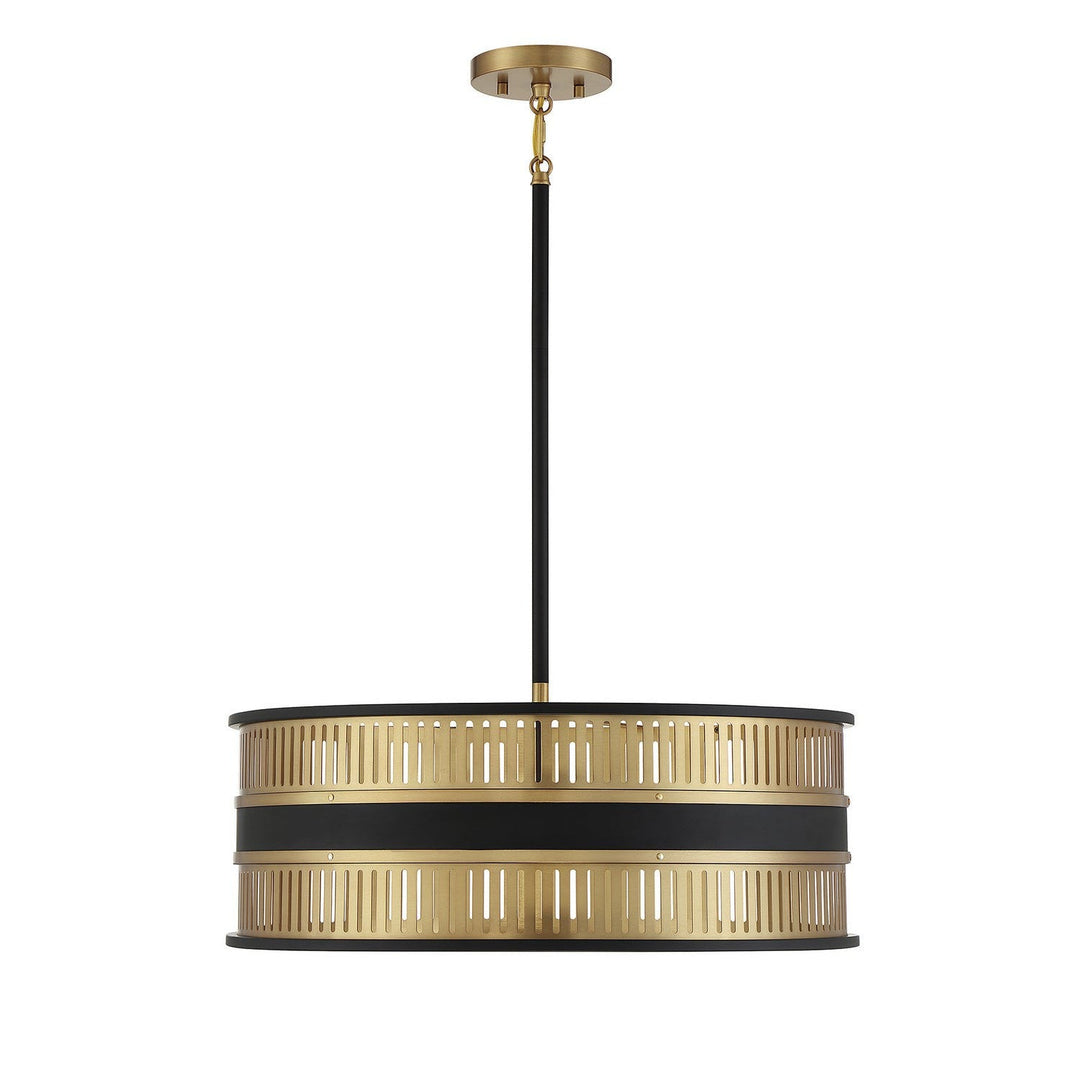 Savoy House Eclipse 7-1812-4-143 Pendant Light - Matte Black with Warm Brass Accents