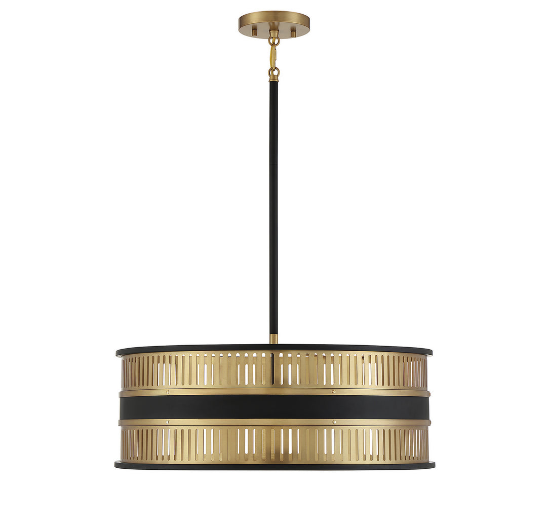 Savoy House Eclipse 7-1812-4-143 Pendant Light - Matte Black with Warm Brass Accents