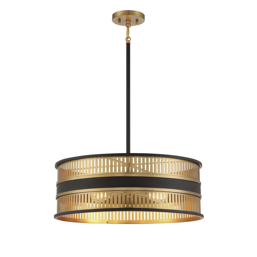 Savoy House Eclipse 7-1812-4-143 Pendant Light - Matte Black with Warm Brass Accents