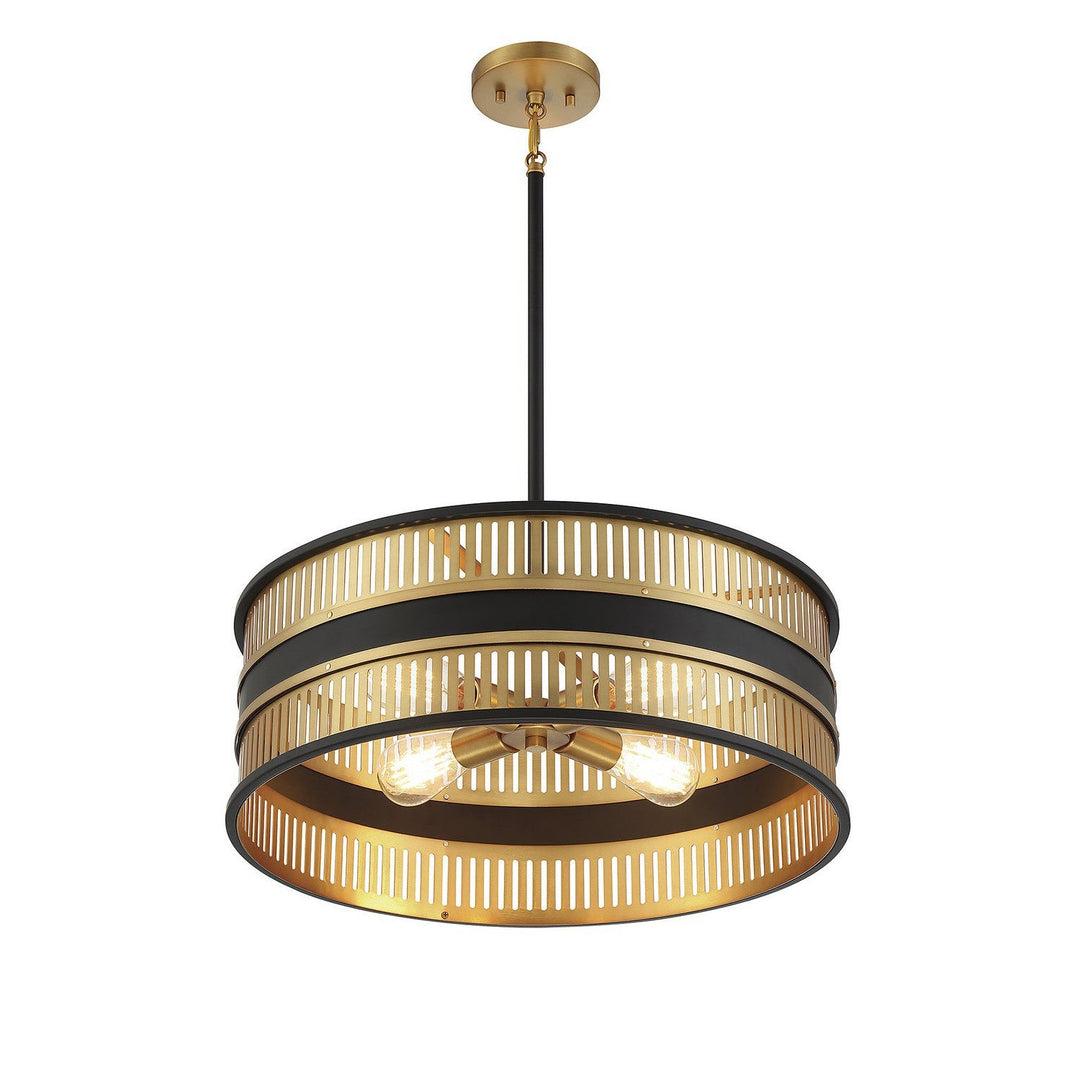 Savoy House Eclipse 7-1812-4-143 Pendant Light - Matte Black with Warm Brass Accents