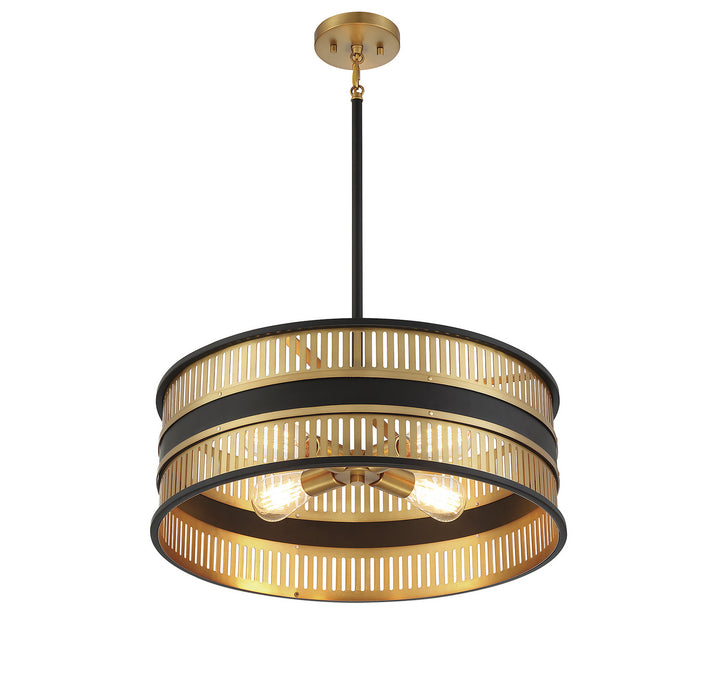 Savoy House Eclipse 7-1812-4-143 Pendant Light - Matte Black with Warm Brass Accents