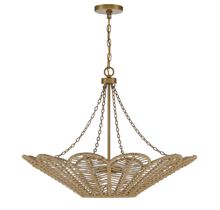 Savoy House Cyperas 7-1825-5-320 Pendant Light - Warm Brass and Rope