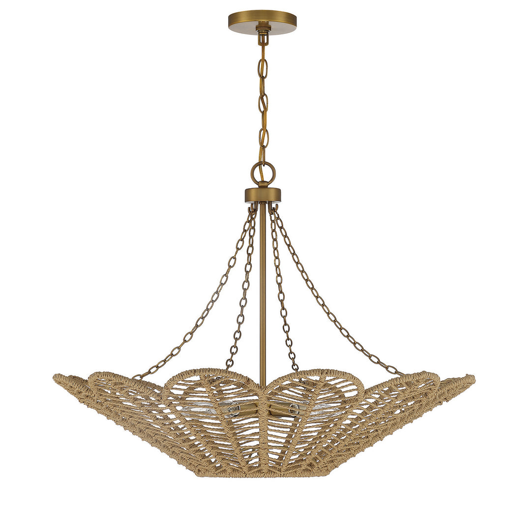 Savoy House Cyperas 7-1825-5-320 Pendant Light - Warm Brass and Rope