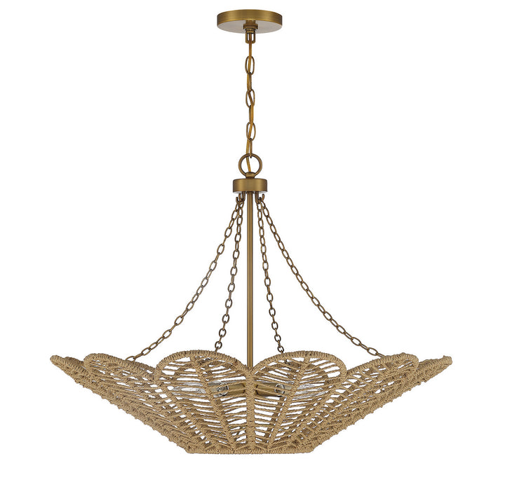 Savoy House Cyperas 7-1825-5-320 Pendant Light - Warm Brass and Rope