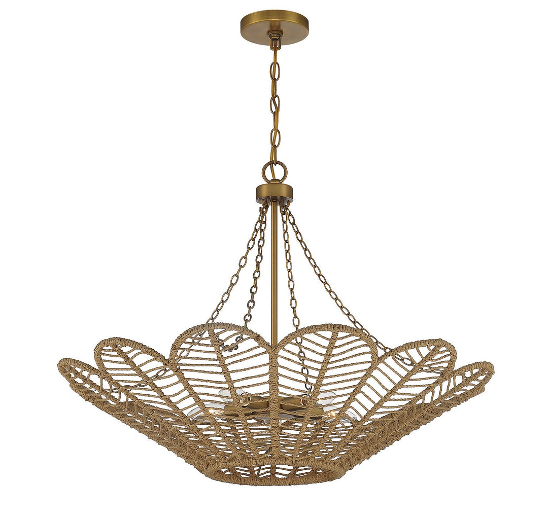 Savoy House Cyperas 7-1825-5-320 Pendant Light - Warm Brass and Rope
