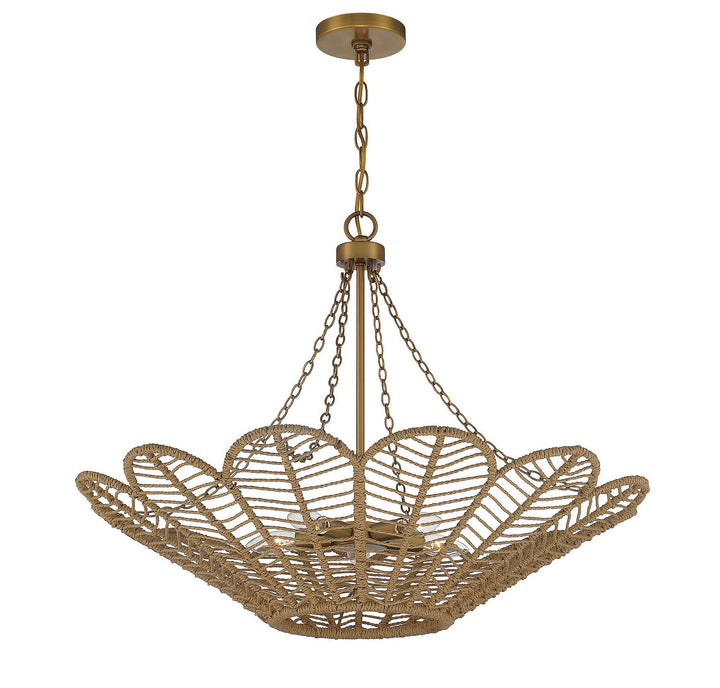 Savoy House Cyperas 7-1825-5-320 Pendant Light - Warm Brass and Rope