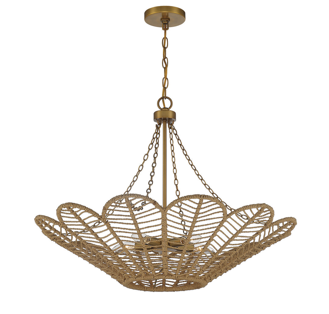 Savoy House Cyperas 7-1825-5-320 Pendant Light - Warm Brass and Rope