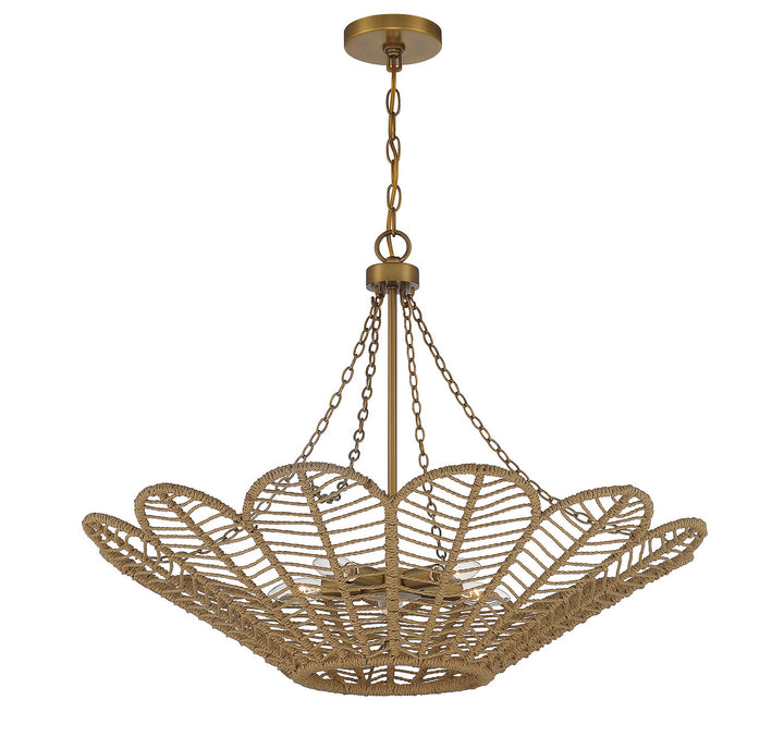 Savoy House Cyperas 7-1825-5-320 Pendant Light - Warm Brass and Rope