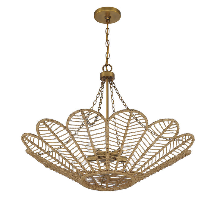 Savoy House Cyperas 7-1825-5-320 Pendant Light - Warm Brass and Rope