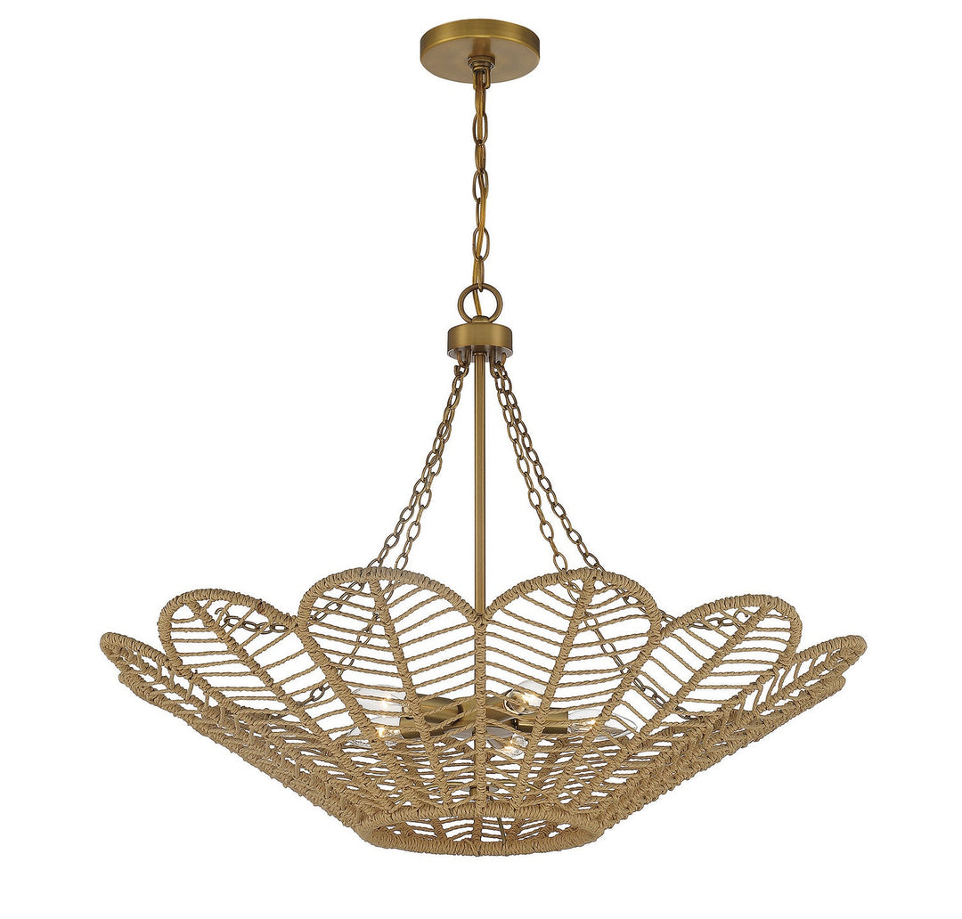 Savoy House Cyperas 7-1825-5-320 Pendant Light - Warm Brass and Rope