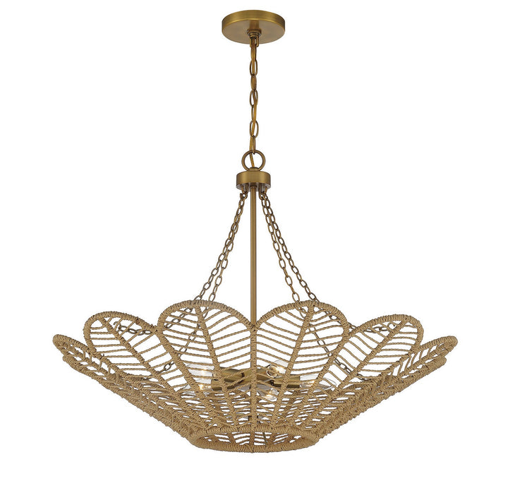 Savoy House Cyperas 7-1825-5-320 Pendant Light - Warm Brass and Rope