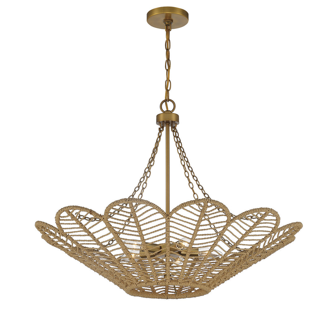 Savoy House Cyperas 7-1825-5-320 Pendant Light - Warm Brass and Rope