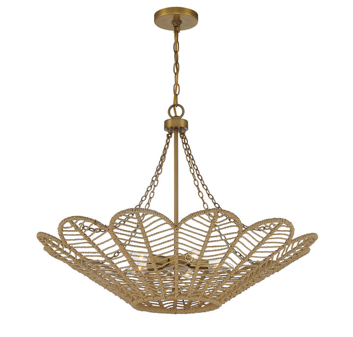 Savoy House Cyperas 7-1825-5-320 Pendant Light - Warm Brass and Rope