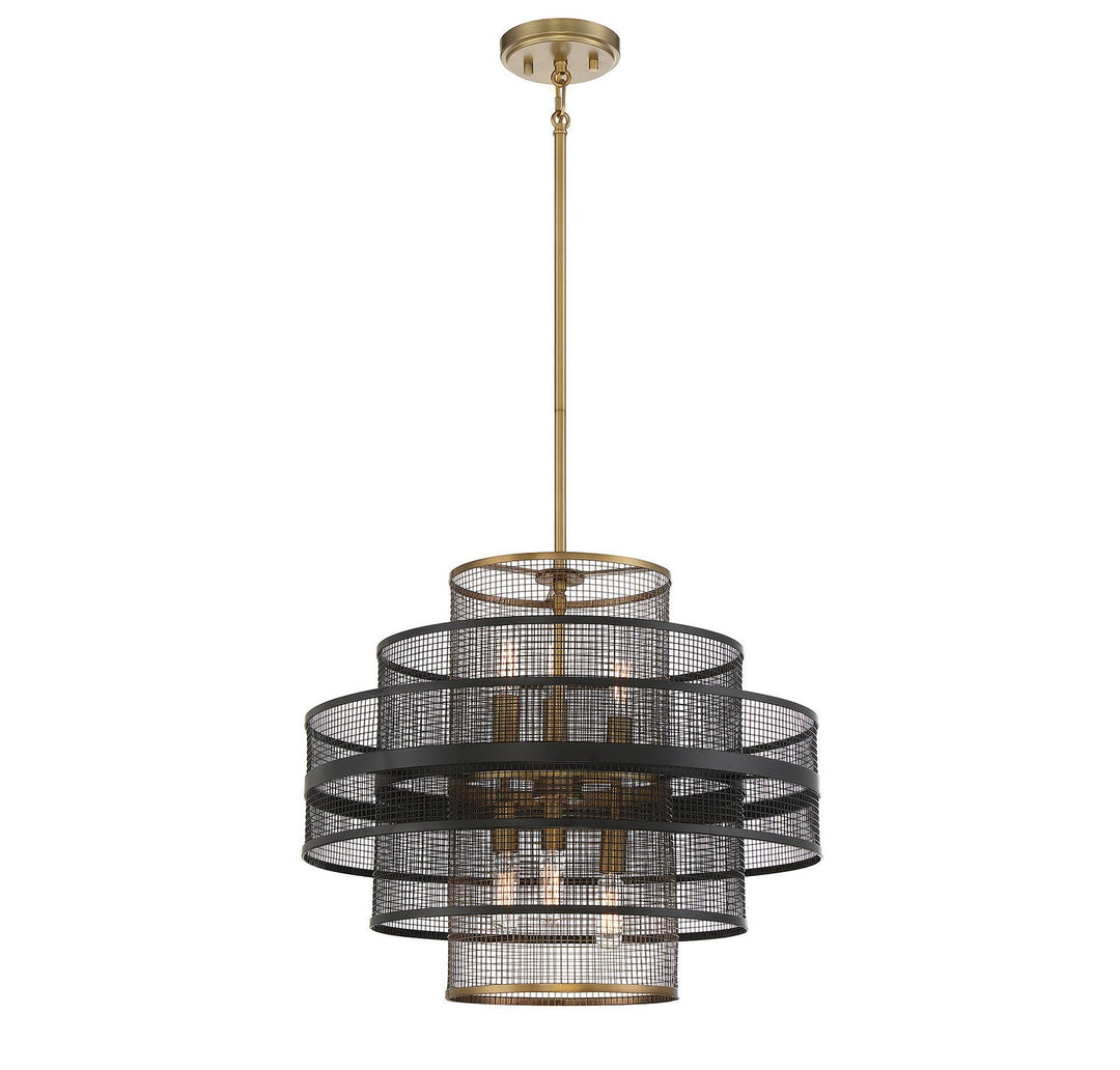 Savoy House Kelvin 7-1927-6-143 Pendant Light - Matte Black with Warm Brass Accents