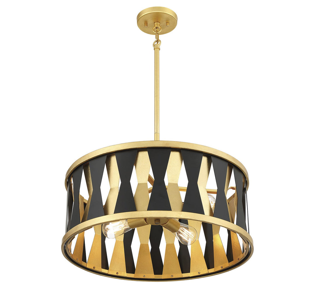 Savoy House Kellerman 7-1929-4-261 Pendant Light - Matte Black with True Gold