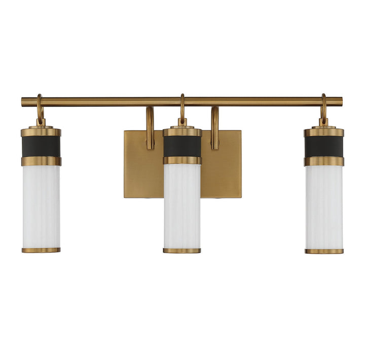 Savoy House Abel 8-1638-3-143 Bath Vanity Light 21 in. wide - Matte Black with Warm Brass Accents