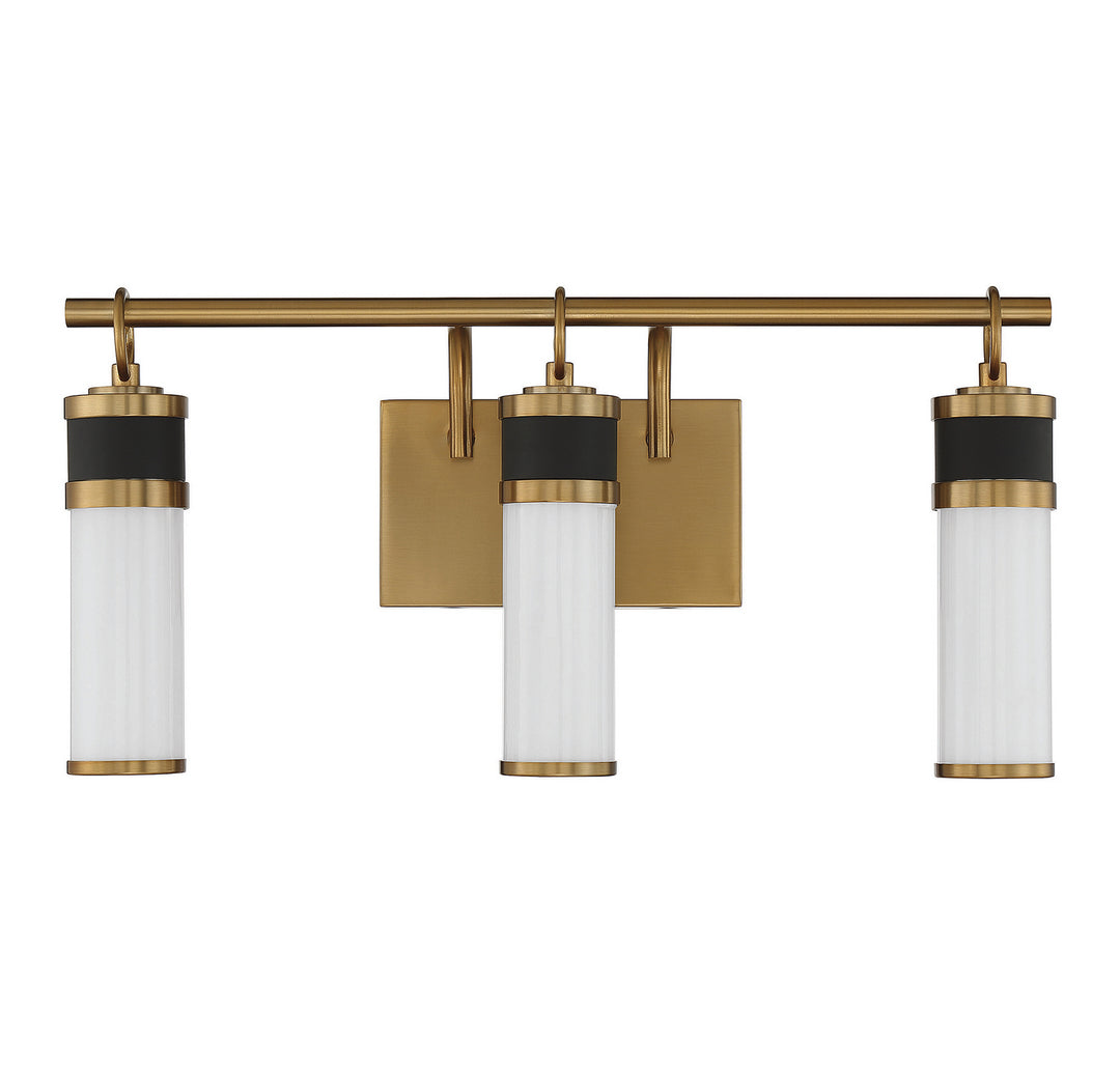 Savoy House Abel 8-1638-3-143 Bath Vanity Light 21 in. wide - Matte Black with Warm Brass Accents