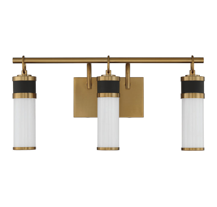 Savoy House Abel 8-1638-3-143 Bath Vanity Light 21 in. wide - Matte Black with Warm Brass Accents