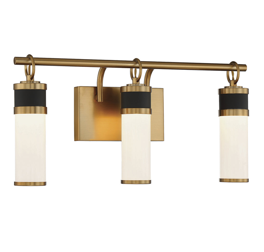Savoy House Abel 8-1638-3-143 Bath Vanity Light 21 in. wide - Matte Black with Warm Brass Accents