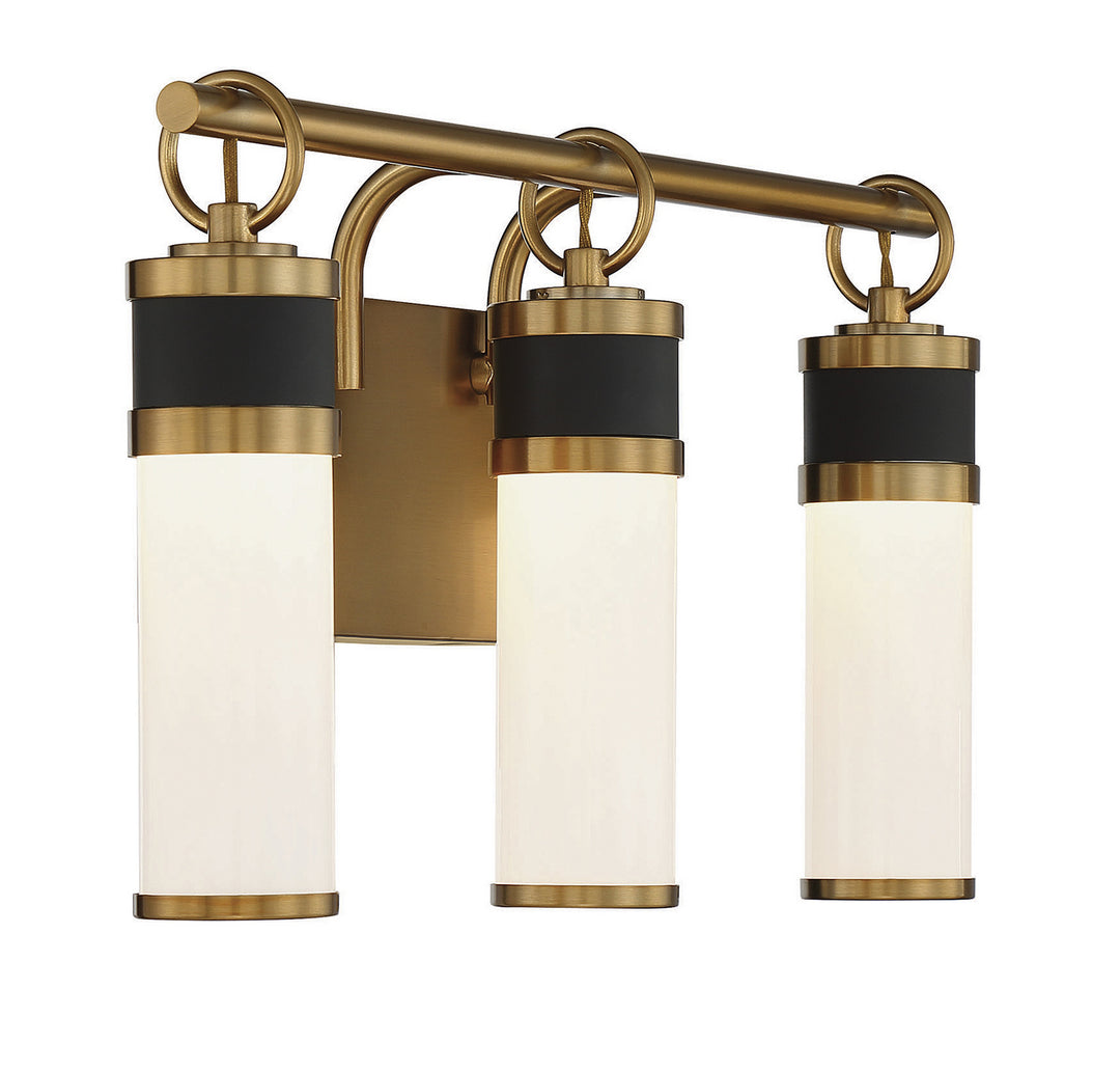 Savoy House Abel 8-1638-3-143 Bath Vanity Light 21 in. wide - Matte Black with Warm Brass Accents