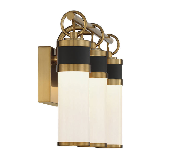Savoy House Abel 8-1638-3-143 Bath Vanity Light 21 in. wide - Matte Black with Warm Brass Accents
