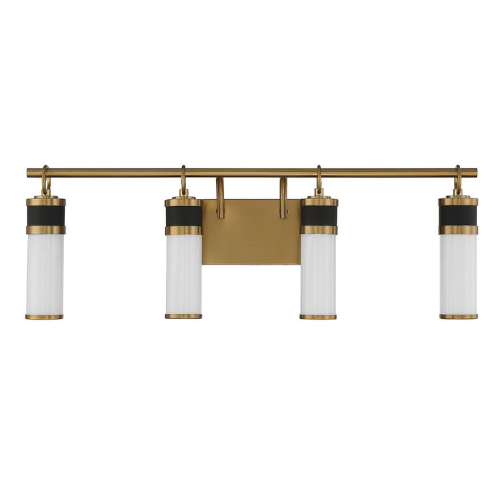 Savoy House Abel 8-1638-4-143 Bath Vanity Light 30 in. wide - Matte Black with Warm Brass Accents