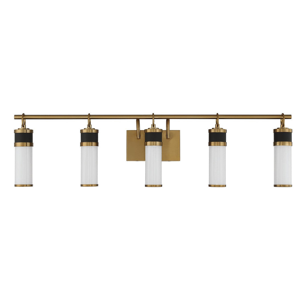 Savoy House Abel 8-1638-5-143 Bath Vanity Light 39 in. wide - Matte Black with Warm Brass Accents