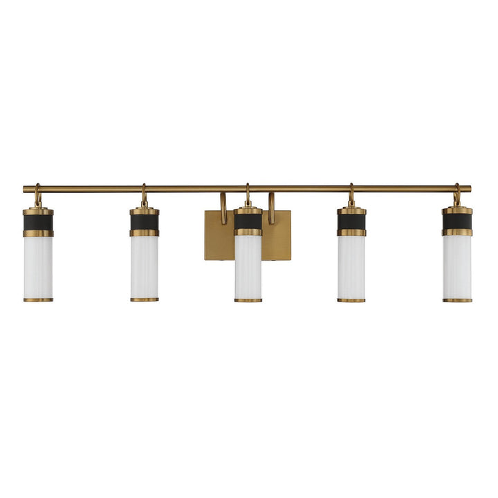 Savoy House Abel 8-1638-5-143 Bath Vanity Light 39 in. wide - Matte Black with Warm Brass Accents