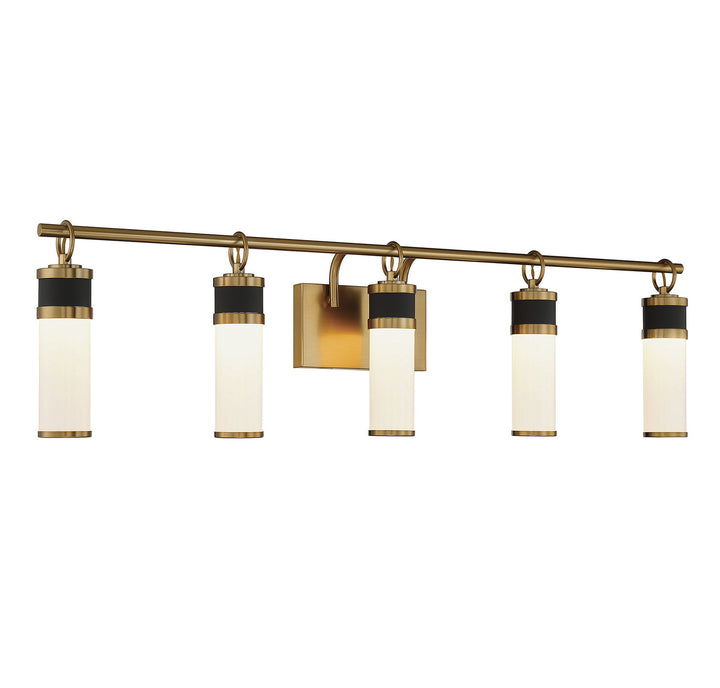 Savoy House Abel 8-1638-5-143 Bath Vanity Light 39 in. wide - Matte Black with Warm Brass Accents
