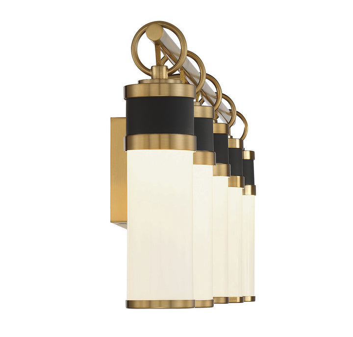 Savoy House Abel 8-1638-5-143 Bath Vanity Light 39 in. wide - Matte Black with Warm Brass Accents