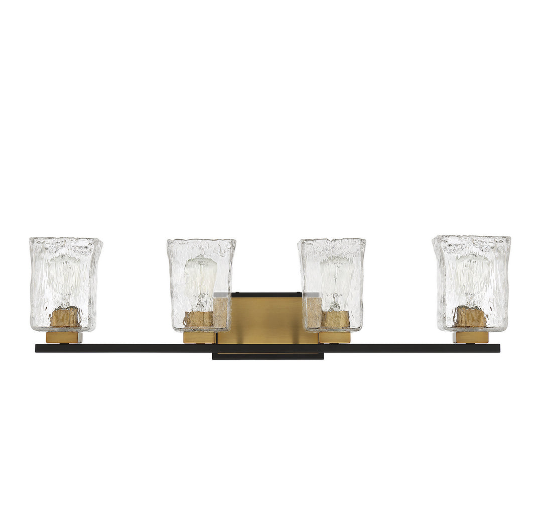 Savoy House Sidney 8-1720-4-143 Bath Vanity Light 32 in. wide - Matte Black with Warm Brass Accents