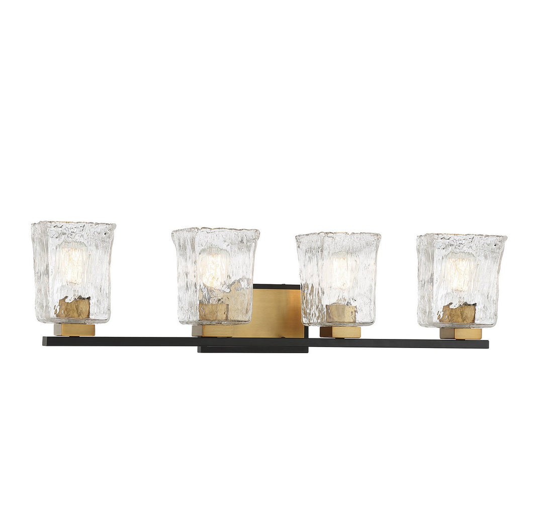 Savoy House Sidney 8-1720-4-143 Bath Vanity Light 32 in. wide - Matte Black with Warm Brass Accents