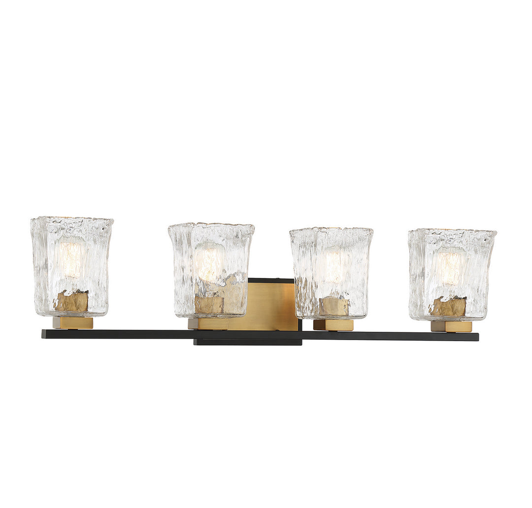 Savoy House Sidney 8-1720-4-143 Bath Vanity Light 32 in. wide - Matte Black with Warm Brass Accents