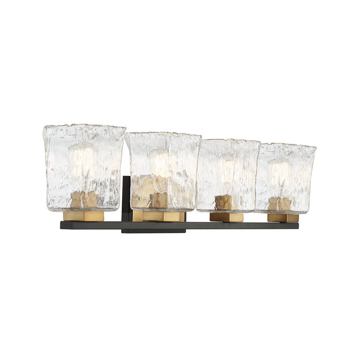 Savoy House Sidney 8-1720-4-143 Bath Vanity Light 32 in. wide - Matte Black with Warm Brass Accents