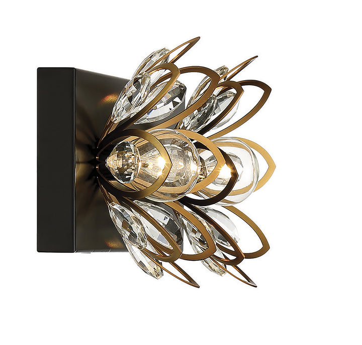 Savoy House Poppy 8-1724-2-143 Bath Vanity Light 15 in. wide - Matte Black with Warm Brass Accents