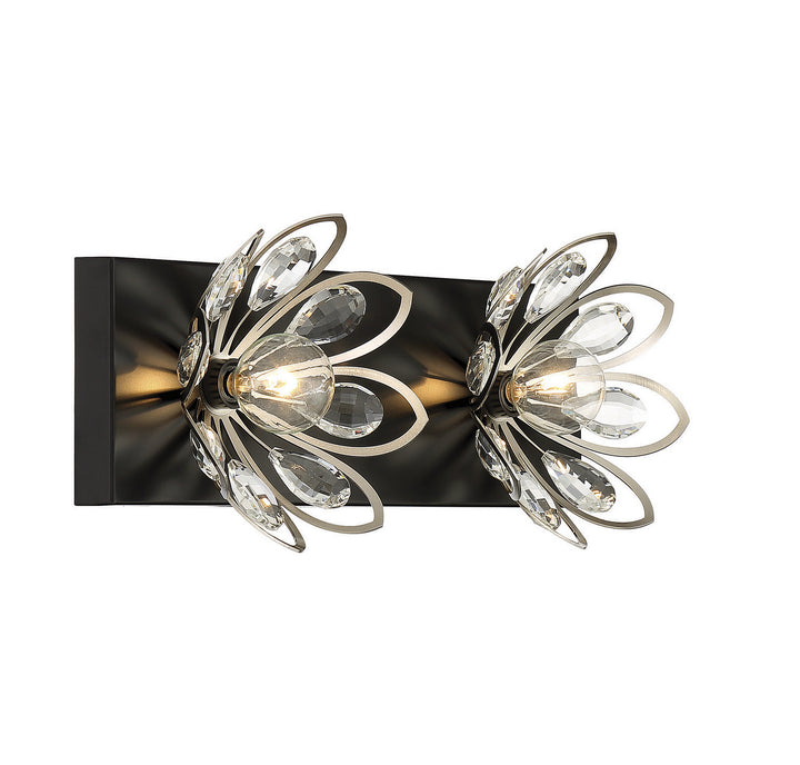 Savoy House Poppy 8-1724-2-66 Bath Vanity Light 15 in. wide - Matte Black with Satin Nickel Accents