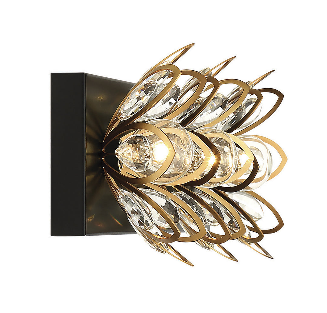 Savoy House Poppy 8-1724-3-143 Bath Vanity Light 23 in. wide - Matte Black with Warm Brass Accents