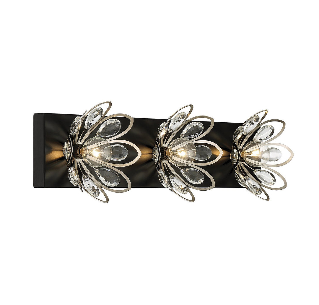 Savoy House Poppy 8-1724-3-66 Bath Vanity Light 23 in. wide - Matte Black with Satin Nickel Accents