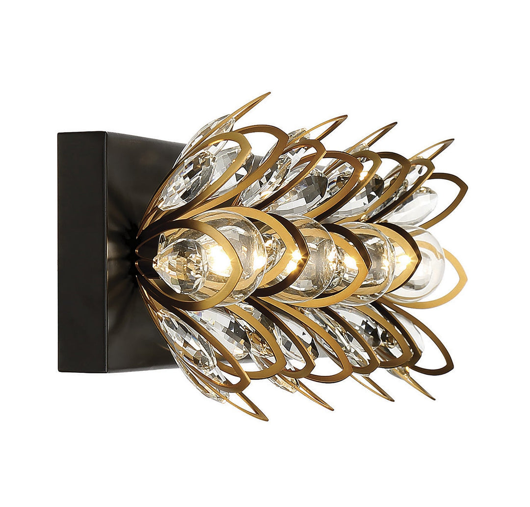 Savoy House Poppy 8-1724-4-143 Bath Vanity Light 31 in. wide - Matte Black with Warm Brass Accents