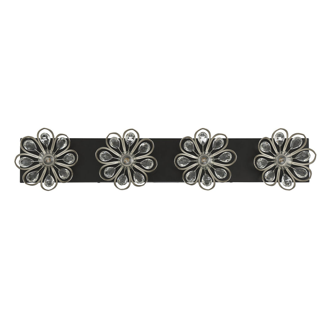 Savoy House Poppy 8-1724-4-66 Bath Vanity Light 31 in. wide - Matte Black with Satin Nickel Accents